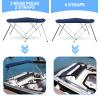 Leader Accessories Navy Blue 4 Bow 8'L x 54" H x 91"-96" W Bimini Top Boat Cover Include 4 Straps 2 Rear Support Poles Mounting Hardwares Storage Boot view 2
