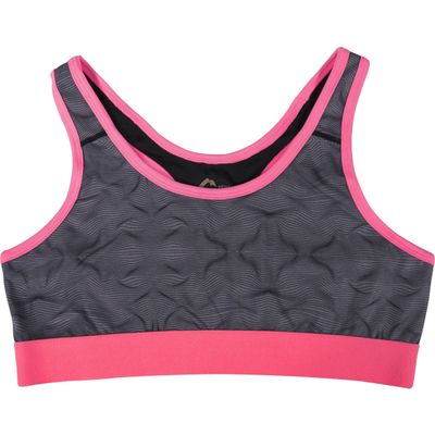 More Mile Girls Running Crop Top - Grey-11-12 Years