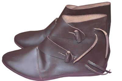 Medieval Leather Shoes Handmade Jorvik Style ABS (Brown, 11)
