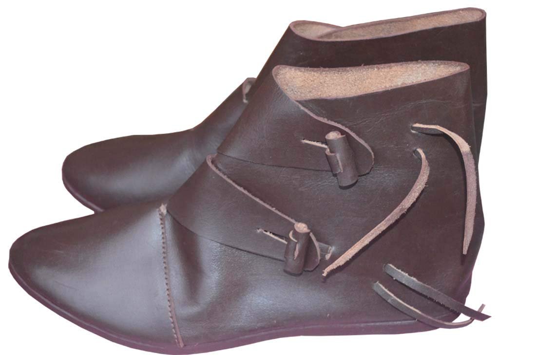Medieval Leather Shoes Handmade Jorvik Style ABS (Brown, 11)