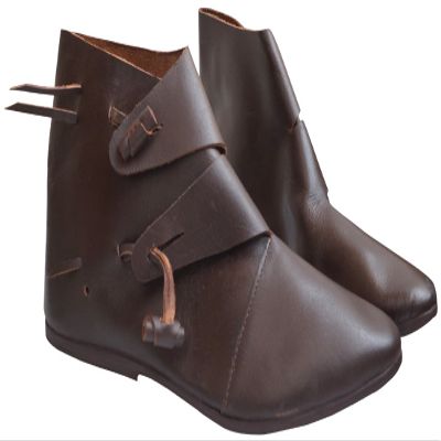 Medieval Leather Shoes Handmade Jorvik Style ABS (Brown, 6)