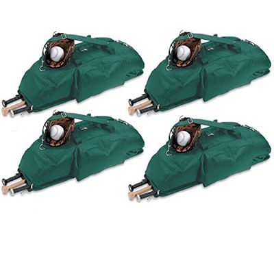 TRENDWAVE SPORTSWEAR 4 Pack of Large Sports Bags for Baseball Softball Cricket (Dark Green)