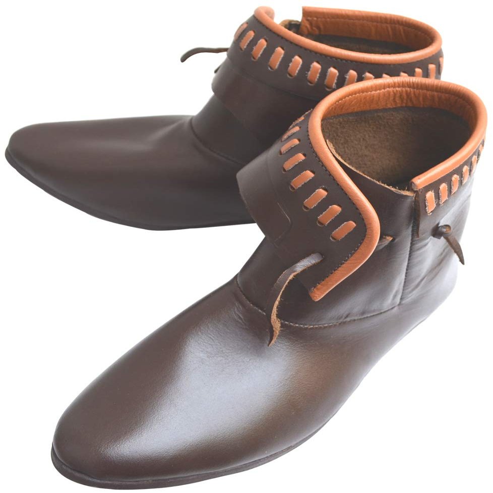 Medieval Leather Renaissance Shoes Ankle Length ABS (Black, 13)