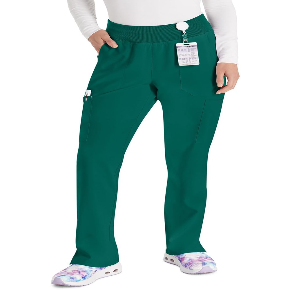 EDS Essentials Scrubs for Women, Yoga-Inspired Pull-On Pant with Four-Way Stretch and Moisture Wicking DK005, XXS, Hunter Green