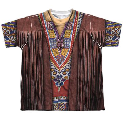 Trevco Hippie Costume Youth or Boy's Front Only Sublimated T Shirt White