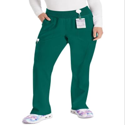 EDS Essentials Scrubs for Women, Yoga-Inspired Pull-On Pant with Four-Way Stretch and Moisture Wicking DK005, M, Hunter Green