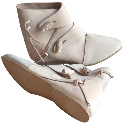 Medieval Leather Shoes Handmade Jorvik Style ABS (Natural Leather, 10)