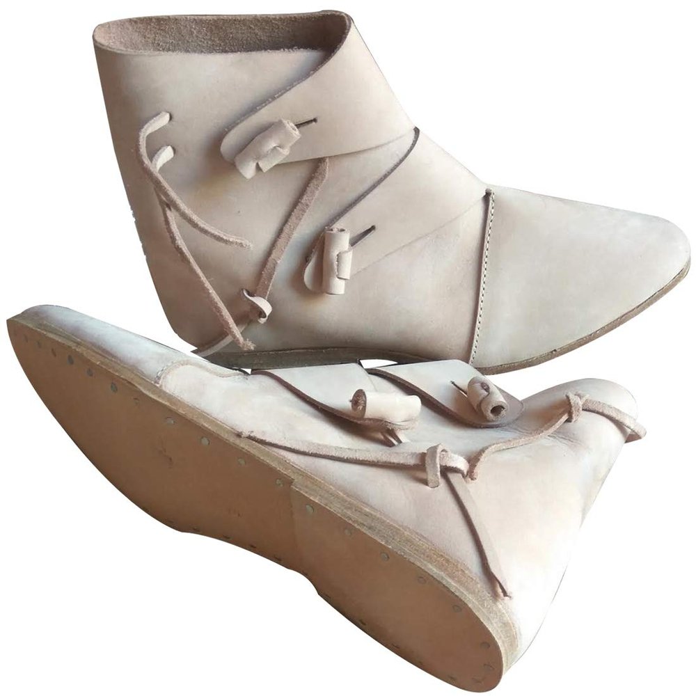 Medieval Leather Shoes Handmade Jorvik Style ABS (Natural Leather, 10)