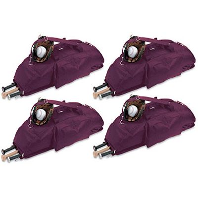 TRENDWAVE SPORTSWEAR 4 Pack of Large Sports Bags for Baseball Softball Cricket (Purple)