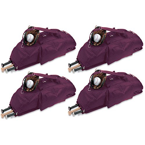 TRENDWAVE SPORTSWEAR 4 Pack of Large Sports Bags for Baseball Softball Cricket (Purple)
