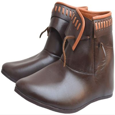 Medieval Leather Renaissance Shoes Ankle Length ABS (Natural Leather, 12)