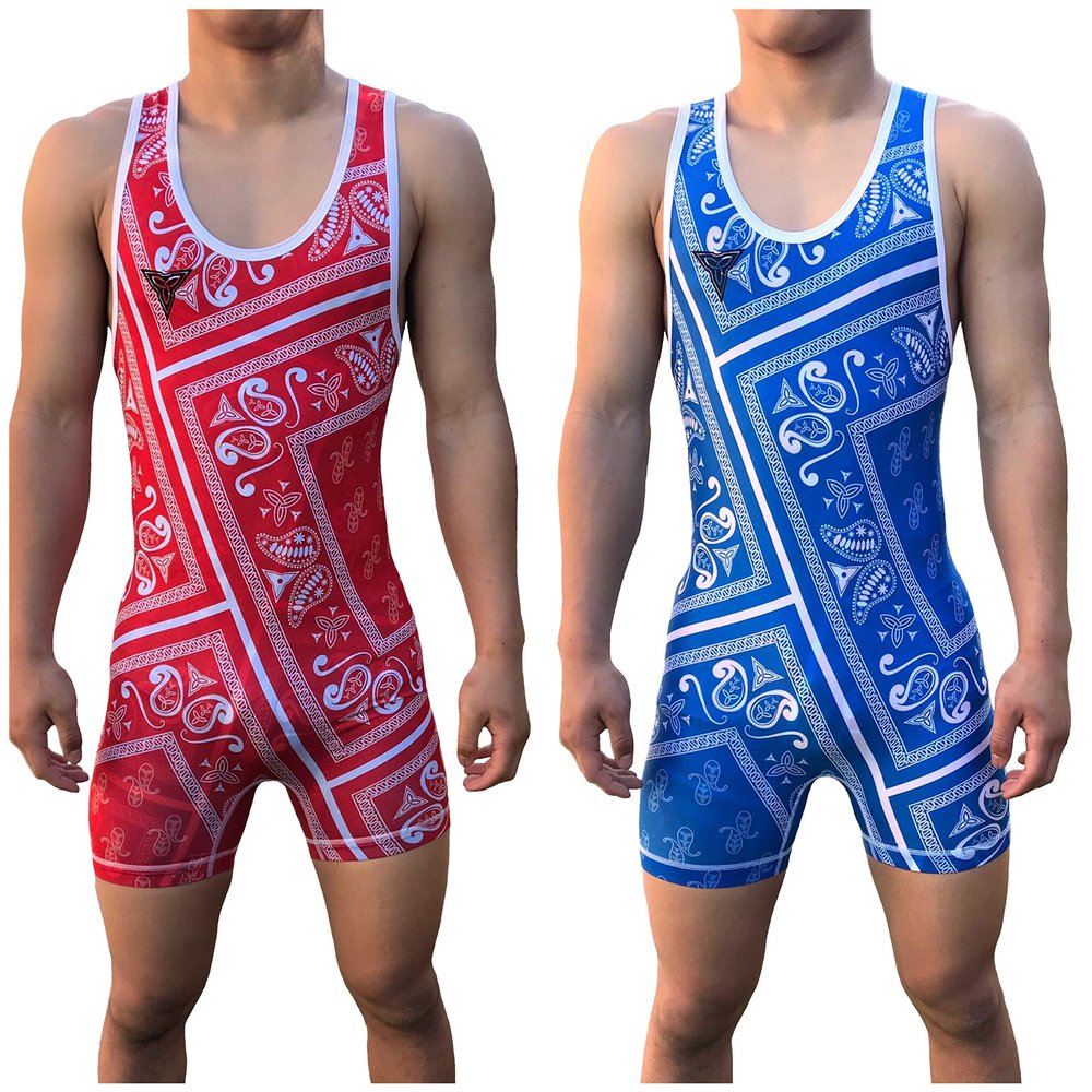 TRI-TITANS Humble Reversible Red and Blue Wrestling Singlet - (Youth S)