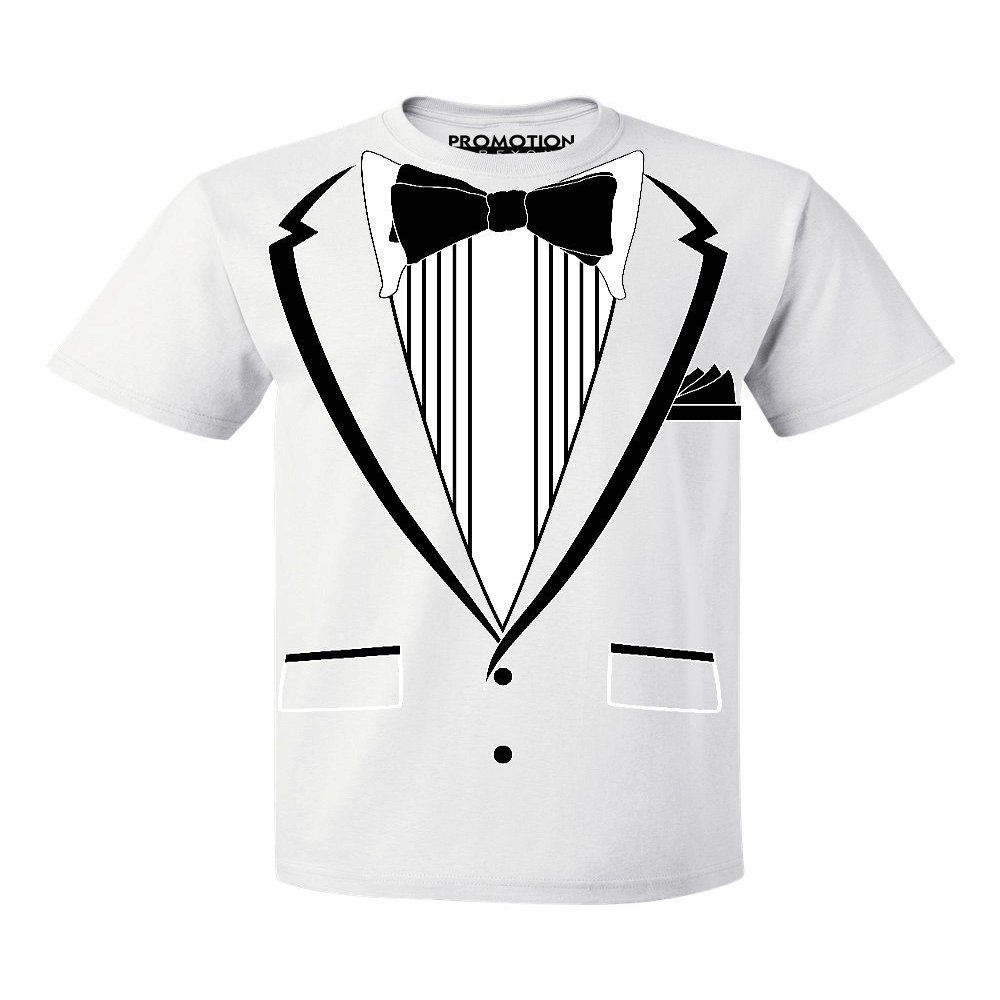 Promotion & Beyond Tuxedo (Black) with Pocket Square Ceremony Men's T-Shirt, L, White