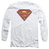 Trevco Superman Airbrush Shield Unisex Adult Long-Sleeve T Shirt for Men and Women White view 1
