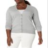 Amazon Essentials Women's Lightweight V-Neck Cardigan Sweater (Available in Plus Size), Light Grey Heather, Small view 1