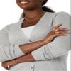 Amazon Essentials Women's Lightweight V-Neck Cardigan Sweater (Available in Plus Size), Light Grey Heather, Small view 4