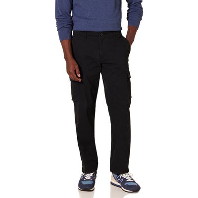 Amazon Essentials Men's Straight-Fit Stretch Cargo Pant (Available in Big & Tall), Black, 42W x 34L