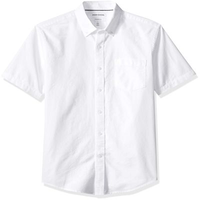 Amazon Essentials Men's Button-Up Shirts - Slim-Fit Short-Sleeve Pocket Oxford - Comfort and Style, White, Medium