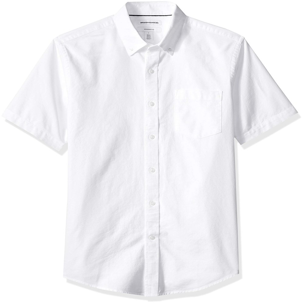 Amazon Essentials Men's Button-Up Shirts - Slim-Fit Short-Sleeve Pocket Oxford - Comfort and Style, White, Medium