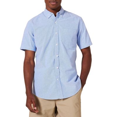 Amazon Essentials Oxford Shirts for Men - Regular-Fit, Short-Sleeve, Blue, XX-Large