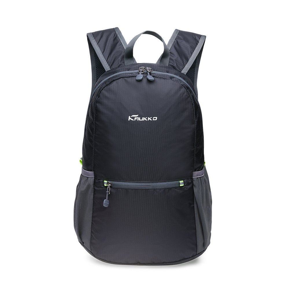KAUKKO Ultra Lightweight Packable Backpack, Water Resistant Travel Hiking Shoulder Bag,Small Sport Daypack, Handy Foldable Camping Outdoor Backpack (01BLACK)