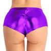ACSUSS Women's Shiny Metallic Booty Shorts Liquid Wet Look Pants Dance Bottoms Purple X-Large view 2