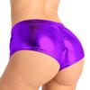 ACSUSS Women's Shiny Metallic Booty Shorts Liquid Wet Look Pants Dance Bottoms Purple X-Large view 4