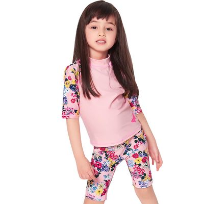 Julysand Toddler Girls Rash Guard Sets Pink Flowers Modest Swimwear Two Pieces Swimsuit UV Sun Protection Suit 12004-4T