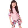 Julysand Toddler Girls Rash Guard Sets Pink Flowers Modest Swimwear Two Pieces Swimsuit UV Sun Protection Suit 12004-4T view 1