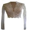 V-neck Lace Jackets Dresses For Women Poet Long Sleeve Jacket Wedding Bolero Ivory 6 view 1
