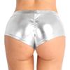 ACSUSS Women's Shiny Metallic Booty Shorts Liquid Wet Look Pants Dance Bottoms Silver Medium view 2