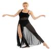 ACSUSS Women Camisole Lyrical Ballet Dance Dress Leotard Costume with Mesh Panel Black X-Large view 3