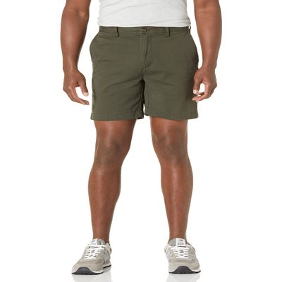 Amazon Essentials Men's Slim-Fit 7" Chino Shorts, Dark Olive, 34