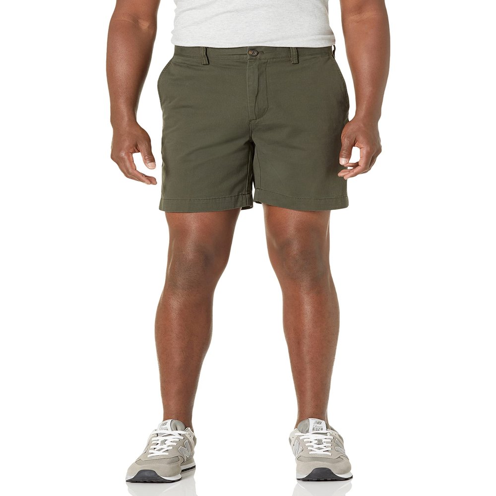 Amazon Essentials Men's Slim-Fit 7" Chino Shorts, Dark Olive, 34