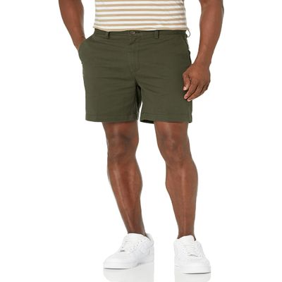 Amazon Essentials Men's Classic-Fit 7" Chino Shorts, Dark Olive, 42