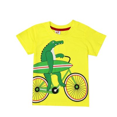 Moonker Baby Tops for 2-8 Years Old,Toddler Boys Kids Short Sleeve Cartoon Dinosaur Print Tees Shirt Blouse (Yellow, 4-5 Years Old)