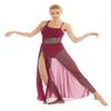 ACSUSS Women Camisole Lyrical Ballet Dance Dress Leotard Costume with Mesh Panel Wine Red X-Large view 3