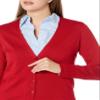 Amazon Essentials Women's Lightweight V-Neck Cardigan Sweater (Available in Plus Size), Red, Medium view 4