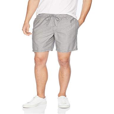 Amazon Essentials Men's 8" Inseam Relaxed-Fit Drawstring Walk Shorts (Available in Plus Size), Grey/Stripe, XX-Large