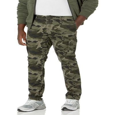 Amazon Essentials Men's Straight-Fit Stretch Cargo Pant (Available in Big & Tall), Green Camo, 32W x 33L