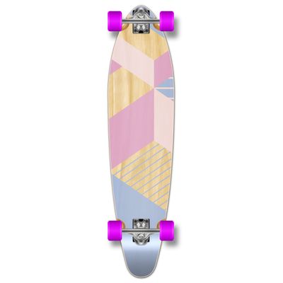 Yocaher Kicktail concave Pro Longboard Complete Cruiser Freeride Skateboard and Decks (Complete - Kicktail - Geometric Purple)