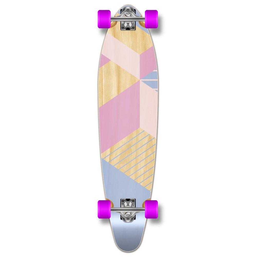 Yocaher Kicktail concave Pro Longboard Complete Cruiser Freeride Skateboard and Decks (Complete - Kicktail - Geometric Purple)
