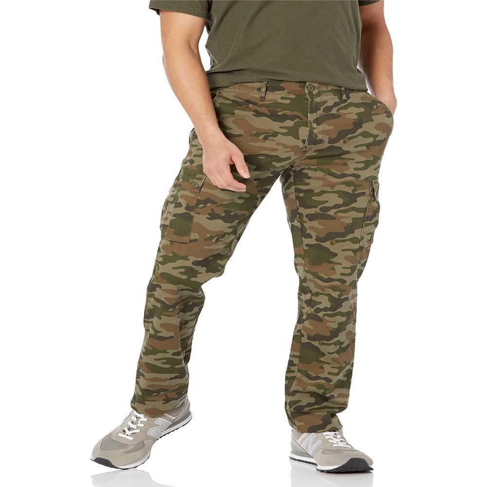 Amazon Essentials Men's Slim-Fit Stretch Cargo Pant (Available in Big & Tall), Green Camo, 32W x 29L