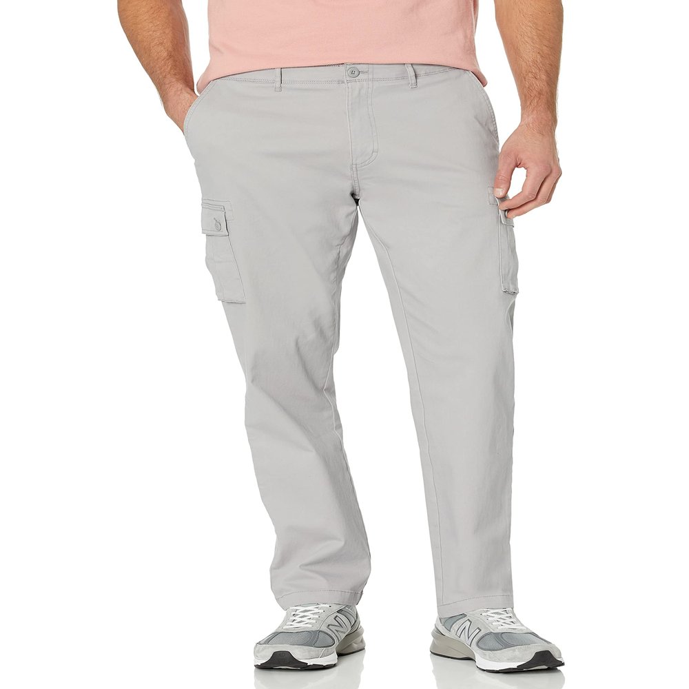 Amazon Essentials Men's Straight-Fit Stretch Cargo Pant (Available in Big & Tall), Light Grey, 38W x 30L