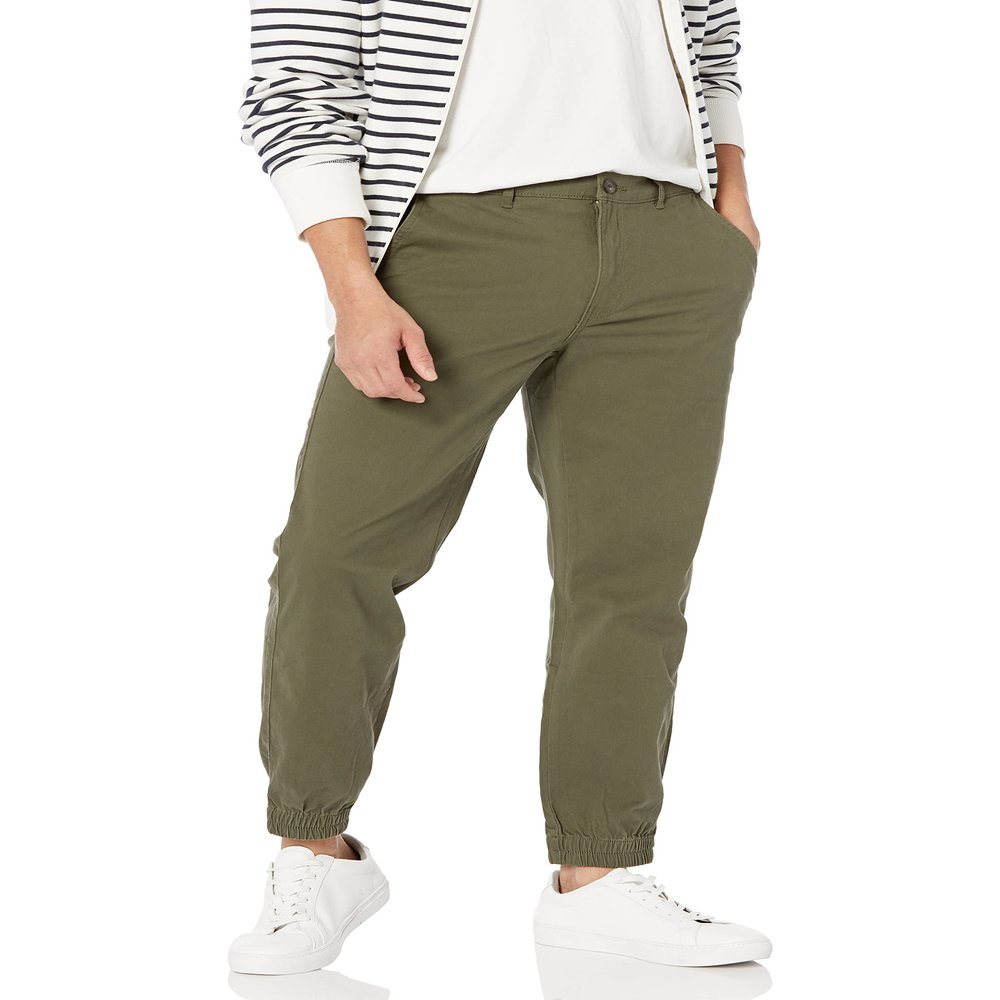 Amazon Essentials Joggers for Men, Cotton, Slim-Fit, Comfortable, Stylish, Large, Olive