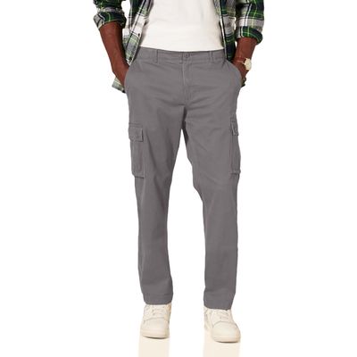 Amazon Essentials Men's Straight-Fit Stretch Cargo Pant (Available in Big & Tall), Dark Grey, 35W x 32L