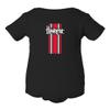 CornBorn Nebraska Onesie - Vertical Stripe Script Huskers - Black - 6M view 1