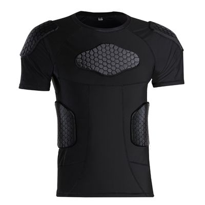 Men's Padded shirts Short Sleeve Compression Protective T Shirt Rib Chest Shoulder Back Protective Gear for Football Baseball Hockey Soccer Basketball Bike Cycling Rugby Paintball Snowboard Ski Size L