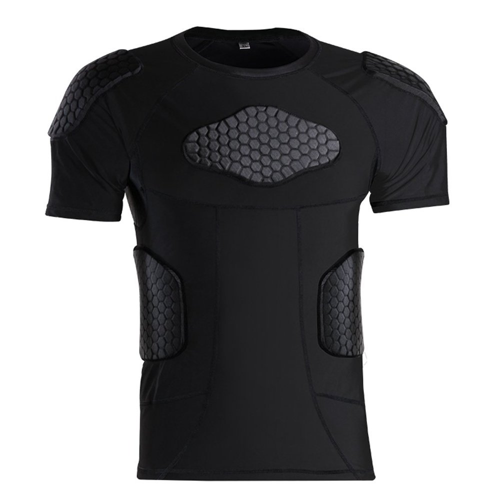Men's Football Padded Shirt Compression T Shirt Rib Protector Shirts for Baseball Hockey MMA Soccer Basketball Bike Cycling Rugby Parkour Paintball Snowboard Ski Volleyball Size XL