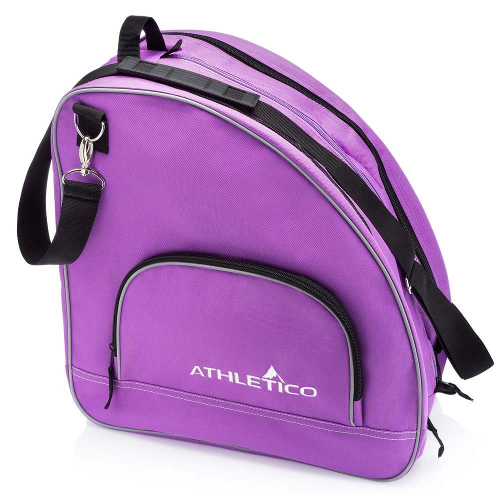 Athletico Ice & Inline Skate Bag - Premium Bag to Carry Ice Skates, Roller Skates, Inline Skates for Both Kids and Adults (Purple with Black Trim), Purple With Black Trim, L, Detachable,Durable